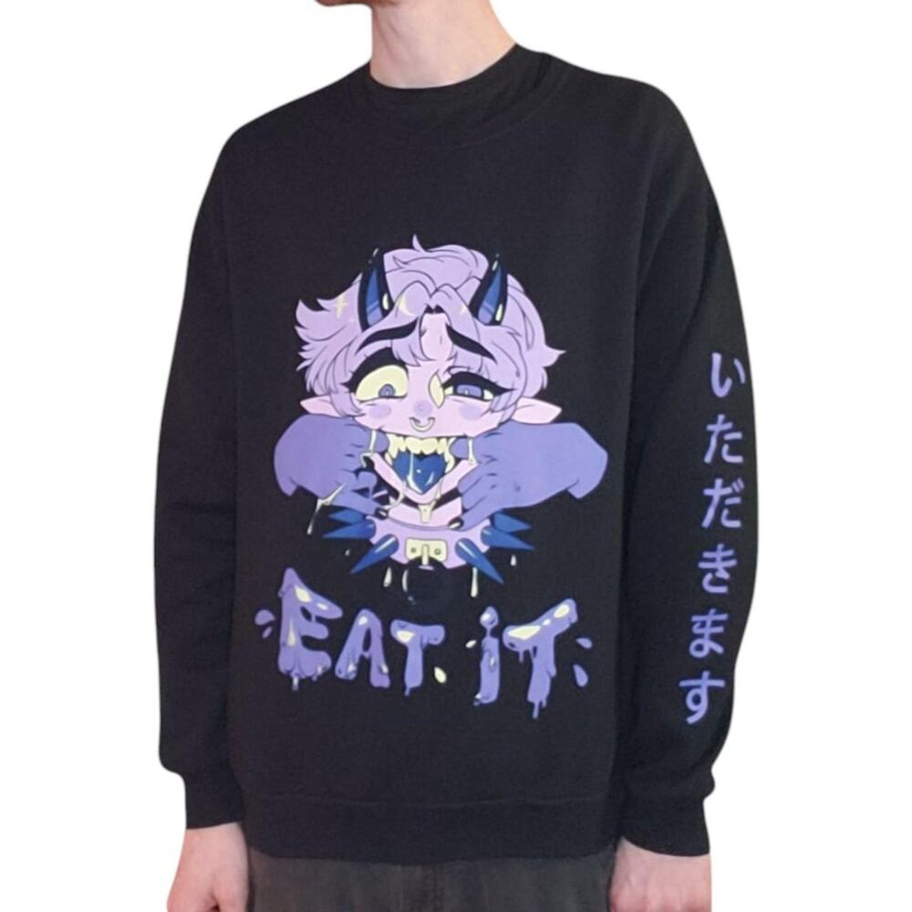 Vintage Y2K Mens Anime Sweater Size L Kawaii Waifu